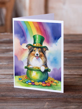 Load image into Gallery viewer, Sheltie St Patrick's Day Greeting Cards - Blank Note Cards – 8-Pack of Artist-Designed Cards with Envelopes