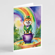 Load image into Gallery viewer, Shiba Inu St Patrick's Day Greeting Cards - Blank Note Cards – 8-Pack of Artist-Designed Cards with Envelopes