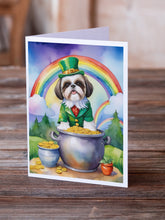 Load image into Gallery viewer, Shih Tzu St Patrick's Day Greeting Cards - Blank Note Cards – 8-Pack of Artist-Designed Cards with Envelopes