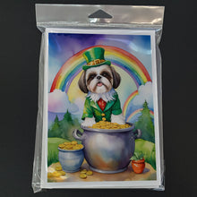 Load image into Gallery viewer, Shih Tzu St Patrick's Day Greeting Cards - Blank Note Cards – 8-Pack of Artist-Designed Cards with Envelopes