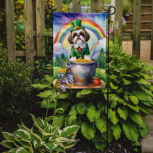Load image into Gallery viewer, Shih Tzu St. Patrick’s Day Garden Flag – Dog with Pot of Gold &amp; Rainbow Yard Decor