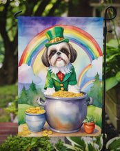 Load image into Gallery viewer, Shih Tzu St. Patrick’s Day Garden Flag – Dog with Pot of Gold &amp; Rainbow Yard Decor