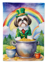 Load image into Gallery viewer, Shih Tzu St. Patrick’s Day Garden Flag – Dog with Pot of Gold &amp; Rainbow Yard Decor