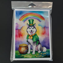 Load image into Gallery viewer, Siberian Husky St Patrick's Day Greeting Cards - Blank Note Cards – 8-Pack of Artist-Designed Cards with Envelopes