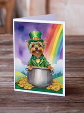 Load image into Gallery viewer, Silky Terrier St Patrick's Day Greeting Cards - Blank Note Cards – 8-Pack of Artist-Designed Cards with Envelopes