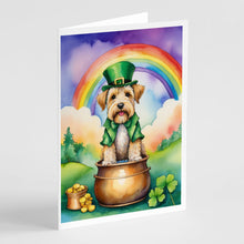 Load image into Gallery viewer, Wheaten Terrier St Patrick's Day Greeting Cards - Blank Note Cards – 8-Pack of Artist-Designed Cards with Envelopes