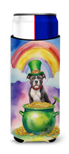 Load image into Gallery viewer, Staffordshire Bull Terrier St Patrick's Day Slim Can Huggers – Fun, Functional Drink Coolers for Every Occasion