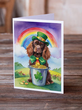 Load image into Gallery viewer, Sussex Spaniel St Patrick's Day Greeting Cards - Blank Note Cards – 8-Pack of Artist-Designed Cards with Envelopes