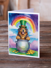 Load image into Gallery viewer, Tibetan Mastiff St Patrick's Day Greeting Cards - Blank Note Cards – 8-Pack of Artist-Designed Cards with Envelopes