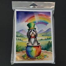 Load image into Gallery viewer, Tibetan Terrier St Patrick's Day Greeting Cards - Blank Note Cards – 8-Pack of Artist-Designed Cards with Envelopes