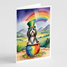 Load image into Gallery viewer, Tibetan Terrier St Patrick's Day Greeting Cards - Blank Note Cards – 8-Pack of Artist-Designed Cards with Envelopes