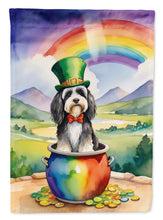 Load image into Gallery viewer, Tibetan Terrier St. Patrick’s Day Garden Flag – Dog with Pot of Gold &amp; Rainbow Yard Decor