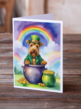 Load image into Gallery viewer, Welsh Terrier St Patrick's Day Greeting Cards - Blank Note Cards – 8-Pack of Artist-Designed Cards with Envelopes