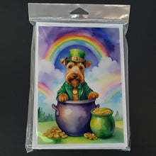 Load image into Gallery viewer, Welsh Terrier St Patrick's Day Greeting Cards - Blank Note Cards – 8-Pack of Artist-Designed Cards with Envelopes