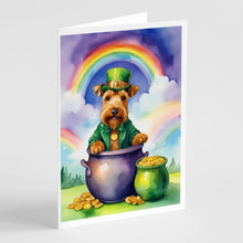 Load image into Gallery viewer, Welsh Terrier St Patrick's Day Greeting Cards - Blank Note Cards – 8-Pack of Artist-Designed Cards with Envelopes