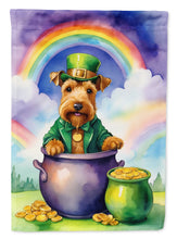 Load image into Gallery viewer, Welsh Terrier St. Patrick’s Day Garden Flag – Dog with Pot of Gold &amp; Rainbow Yard Decor