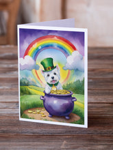 Load image into Gallery viewer, Westie St Patrick's Day Greeting Cards - Blank Note Cards – 8-Pack of Artist-Designed Cards with Envelopes