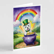 Load image into Gallery viewer, Westie St Patrick's Day Greeting Cards - Blank Note Cards – 8-Pack of Artist-Designed Cards with Envelopes