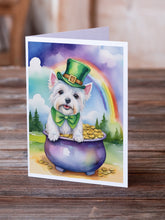 Load image into Gallery viewer, Westie St Patrick's Day Greeting Cards - Blank Note Cards – 8-Pack of Artist-Designed Cards with Envelopes