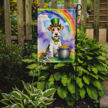Load image into Gallery viewer, Fox Terrier St. Patrick’s Day Garden Flag – Dog with Pot of Gold &amp; Rainbow Yard Decor