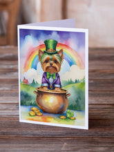 Load image into Gallery viewer, Yorkshire Terrier St Patrick's Day Greeting Cards - Blank Note Cards – 8-Pack of Artist-Designed Cards with Envelopes
