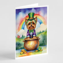 Load image into Gallery viewer, Yorkshire Terrier St Patrick's Day Greeting Cards - Blank Note Cards – 8-Pack of Artist-Designed Cards with Envelopes