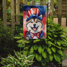 Load image into Gallery viewer, Akita Patriotic American Garden Flag – Dog in Uncle Sam Hat | Red, White &amp; Blue Outdoor Decor
