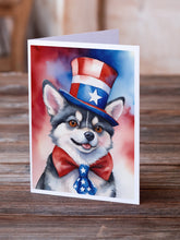 Load image into Gallery viewer, Alaskan Klee Kai Patriotic American Greeting Cards - Blank Note Cards – 8-Pack of Artist-Designed Cards with Envelopes