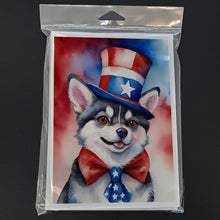 Load image into Gallery viewer, Alaskan Klee Kai Patriotic American Greeting Cards - Blank Note Cards – 8-Pack of Artist-Designed Cards with Envelopes