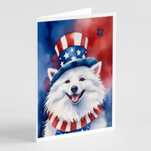 Load image into Gallery viewer, American Eskimo Patriotic American Greeting Cards - Blank Note Cards – 8-Pack of Artist-Designed Cards with Envelopes