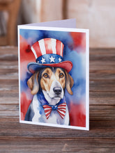 Load image into Gallery viewer, American Foxhound Patriotic American Greeting Cards - Blank Note Cards – 8-Pack of Artist-Designed Cards with Envelopes