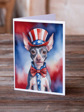 Load image into Gallery viewer, American Hairless Terrier Patriotic American Greeting Cards - Blank Note Cards – 8-Pack of Artist-Designed Cards with Envelopes