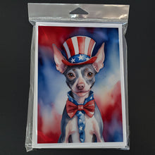 Load image into Gallery viewer, American Hairless Terrier Patriotic American Greeting Cards - Blank Note Cards – 8-Pack of Artist-Designed Cards with Envelopes