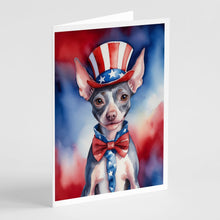 Load image into Gallery viewer, American Hairless Terrier Patriotic American Greeting Cards - Blank Note Cards – 8-Pack of Artist-Designed Cards with Envelopes