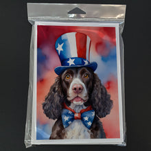 Load image into Gallery viewer, American Water Spaniel Patriotic American Greeting Cards - Blank Note Cards – 8-Pack of Artist-Designed Cards with Envelopes