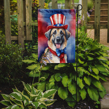 Load image into Gallery viewer, Anatolian Shepherd Patriotic American Garden Flag – Dog in Uncle Sam Hat | Red, White &amp; Blue Outdoor Decor