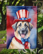 Load image into Gallery viewer, Anatolian Shepherd Patriotic American Garden Flag – Dog in Uncle Sam Hat | Red, White &amp; Blue Outdoor Decor