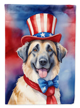 Load image into Gallery viewer, Anatolian Shepherd Patriotic American Garden Flag – Dog in Uncle Sam Hat | Red, White &amp; Blue Outdoor Decor