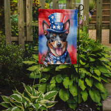 Load image into Gallery viewer, Australian Cattle Dog Patriotic American Garden Flag – Dog in Uncle Sam Hat | Red, White &amp; Blue Outdoor Decor