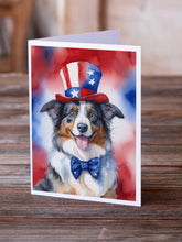 Load image into Gallery viewer, Australian Shepherd Patriotic American Greeting Cards - Blank Note Cards – 8-Pack of Artist-Designed Cards with Envelopes