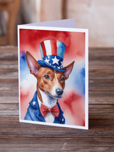 Load image into Gallery viewer, Basenji Patriotic American Greeting Cards - Blank Note Cards – 8-Pack of Artist-Designed Cards with Envelopes