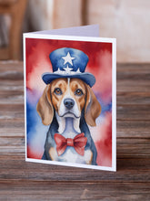 Load image into Gallery viewer, Beagle Patriotic American Greeting Cards - Blank Note Cards – 8-Pack of Artist-Designed Cards with Envelopes