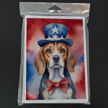 Load image into Gallery viewer, Beagle Patriotic American Greeting Cards - Blank Note Cards – 8-Pack of Artist-Designed Cards with Envelopes