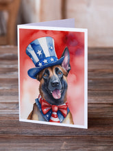 Load image into Gallery viewer, Belgian Malinois Patriotic American Greeting Cards - Blank Note Cards – 8-Pack of Artist-Designed Cards with Envelopes