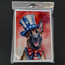 Load image into Gallery viewer, Belgian Malinois Patriotic American Greeting Cards - Blank Note Cards – 8-Pack of Artist-Designed Cards with Envelopes