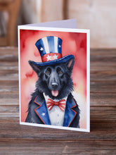 Load image into Gallery viewer, Belgian Sheepdog Patriotic American Greeting Cards - Blank Note Cards – 8-Pack of Artist-Designed Cards with Envelopes