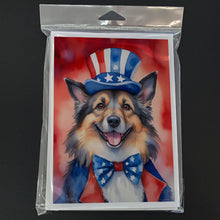 Load image into Gallery viewer, Belgian Tervuren Patriotic American Greeting Cards - Blank Note Cards – 8-Pack of Artist-Designed Cards with Envelopes