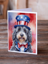 Load image into Gallery viewer, Bergamasco Sheepdog Patriotic American Greeting Cards - Blank Note Cards – 8-Pack of Artist-Designed Cards with Envelopes