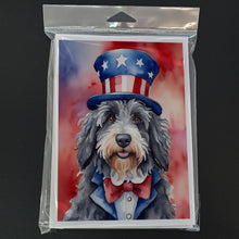 Load image into Gallery viewer, Bergamasco Sheepdog Patriotic American Greeting Cards - Blank Note Cards – 8-Pack of Artist-Designed Cards with Envelopes