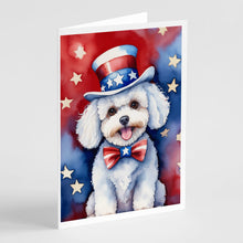 Load image into Gallery viewer, Bichon Frise Patriotic American Greeting Cards - Blank Note Cards – 8-Pack of Artist-Designed Cards with Envelopes